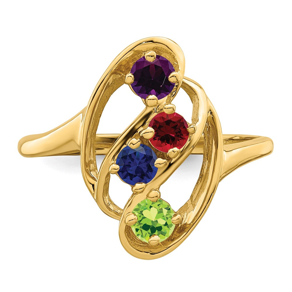 14k Genuine 4 Stone Mother's Ring - 10