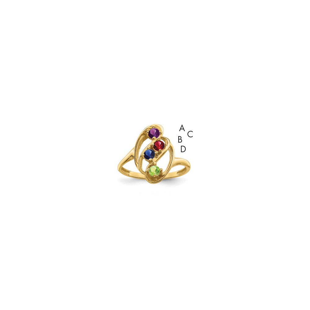 14k Genuine 4 Stone Mother's Ring - 10