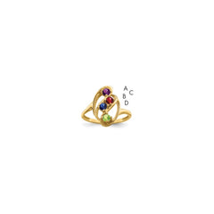 14k Genuine 4 Stone Mother's Ring - 10