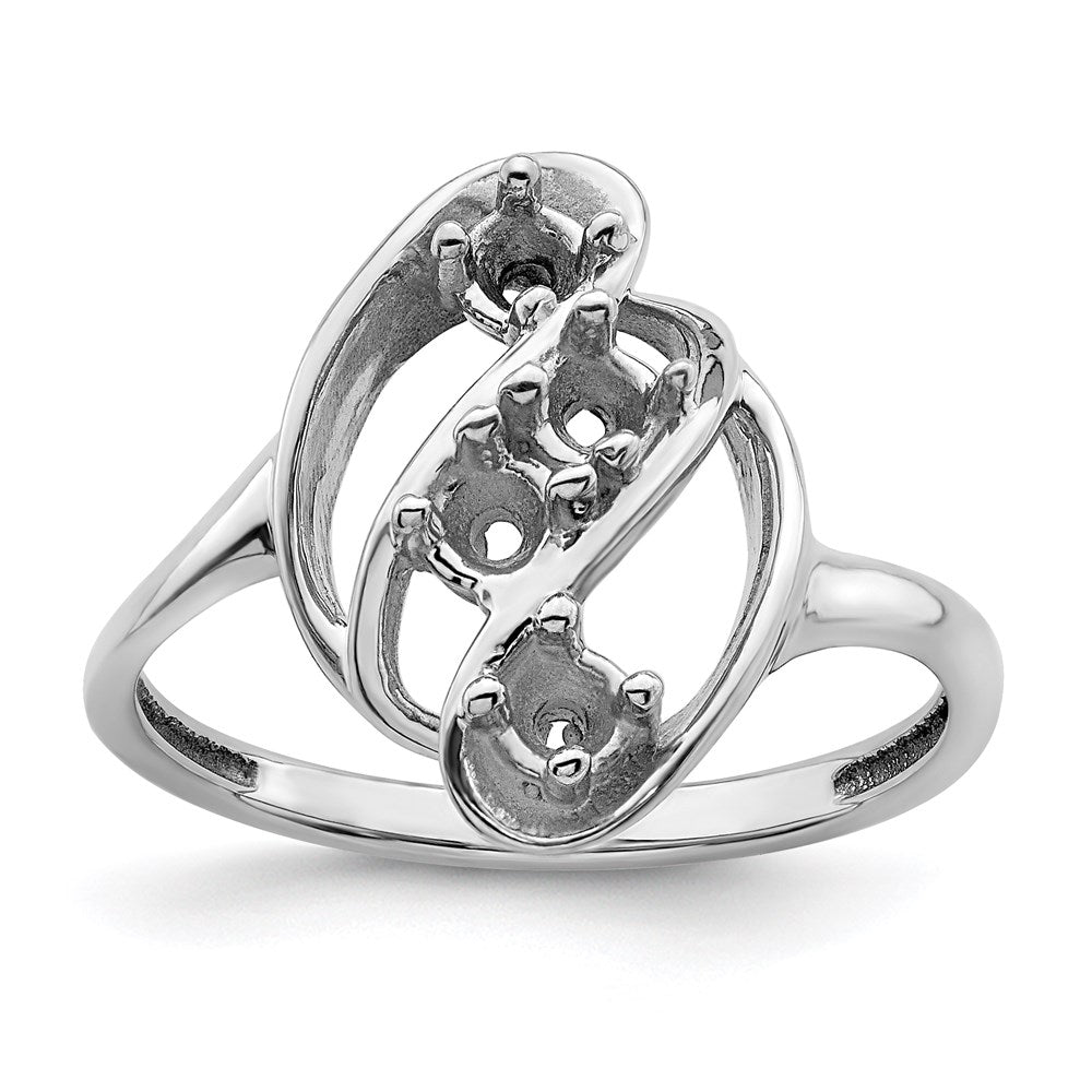 Sterling Silver Rhodium-plated Synthetic 4 Stone Mother's Ring - 52