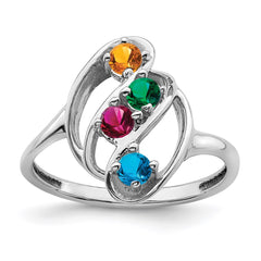 10k White Gold Polished 4-Stone Mothers Ring Mounting - 3