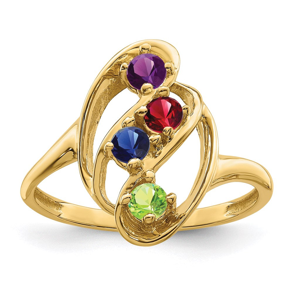 14k Genuine 4 Stone Mother's Ring - 10