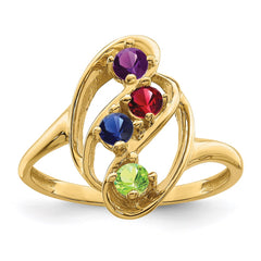 14k Genuine 4 Stone Mother's Ring - 10