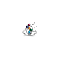 Sterling Silver Rhodium-plated Synthetic 5 Stone Mother's Ring - 23