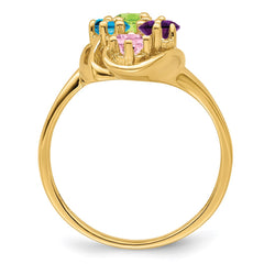 14k Genuine 6 Stone Mother's Ring - 6