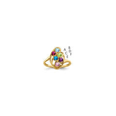 14k Genuine 6 Stone Mother's Ring - 6
