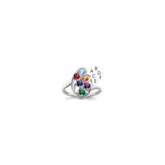 Sterling Silver Rhodium-plated Synthetic 6 Stone Mother's Ring - 37