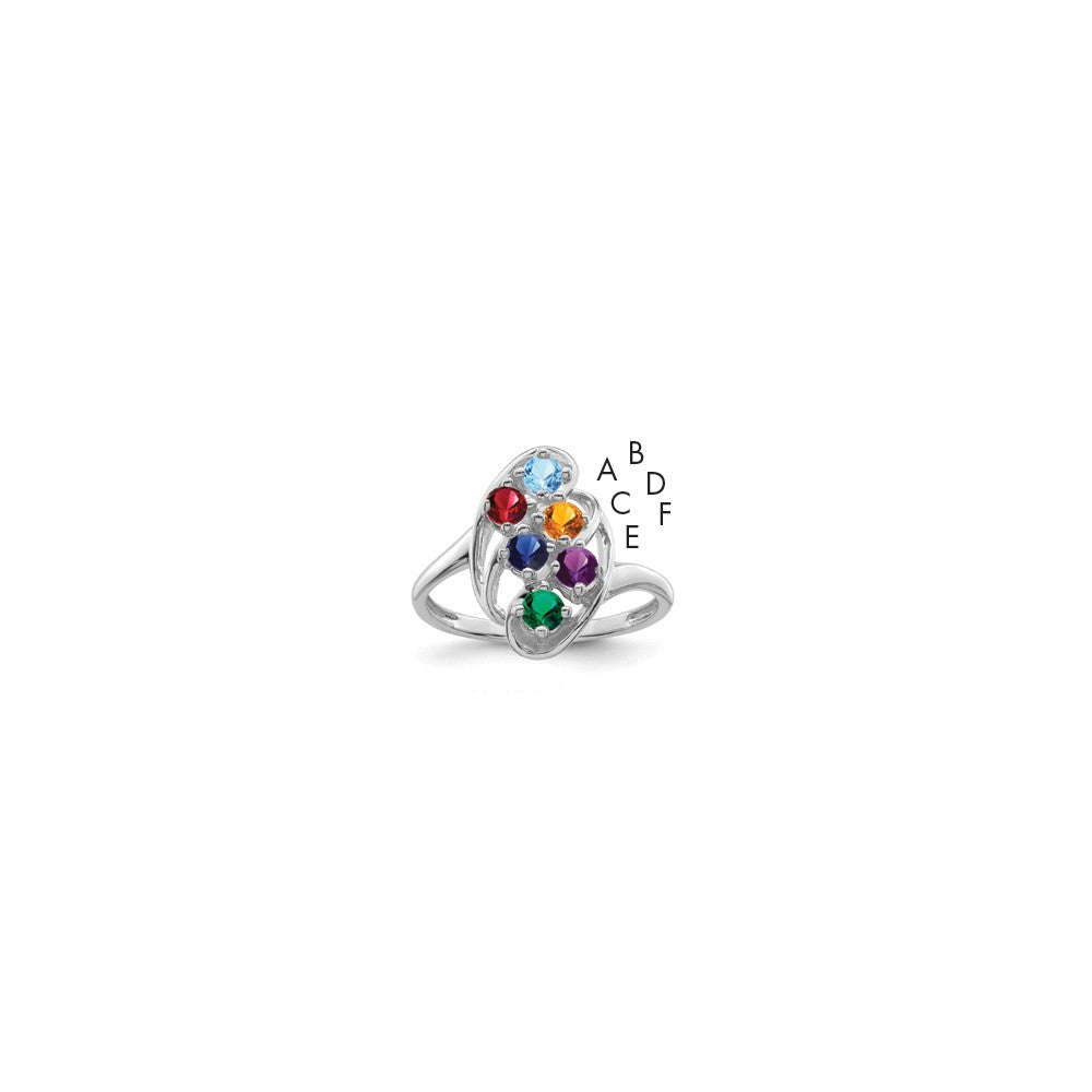 14k White Gold Family Jewelry Ring - 19