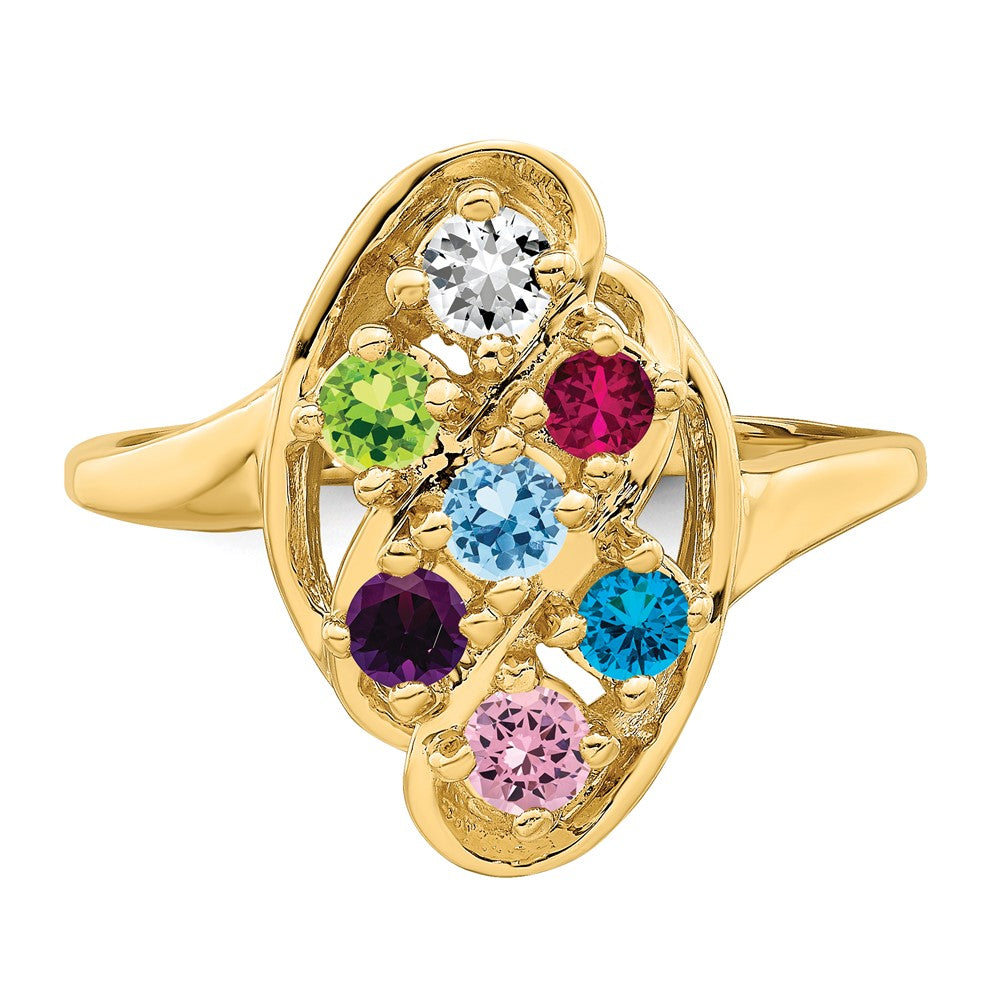 14k Polished 7-Stone Mothers Ring Mounting
