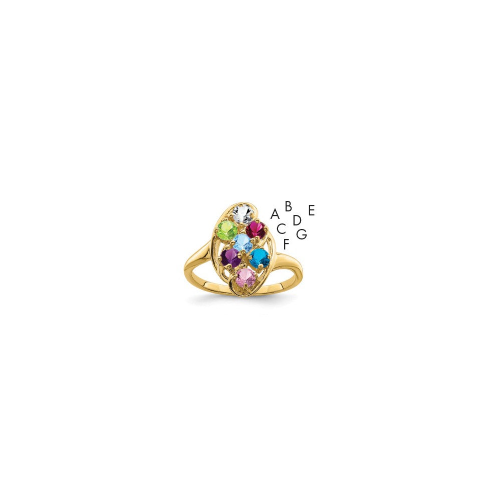 14k Polished 7-Stone Mothers Ring Mounting