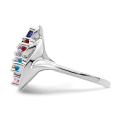 Sterling Silver Rhodium-plated Family Jewelry Ring - 83