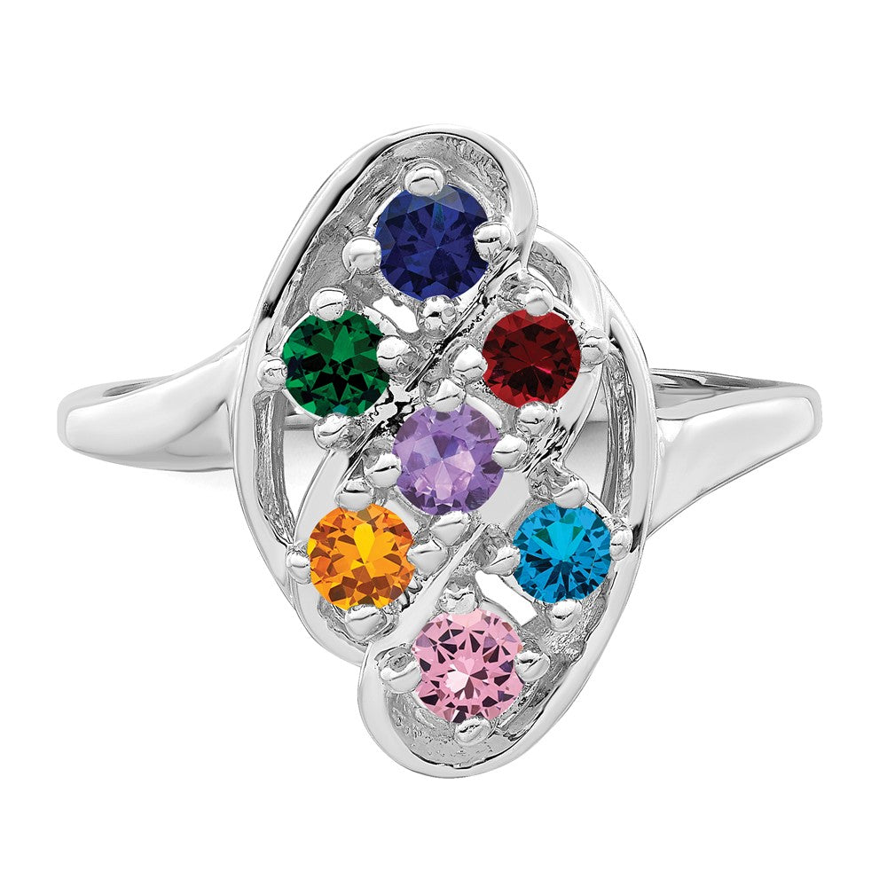 14k White Gold Synthetic Family jewelry ring - 2