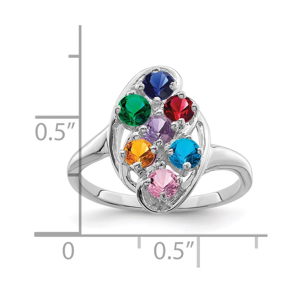 Sterling Silver Rhodium-plated Family Jewelry Ring - 83