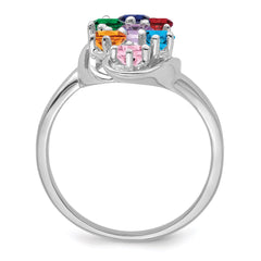 Sterling Silver Rhodium-plated Family Jewelry Ring - 83