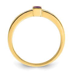 14K Family Jewelry Synthetic Stone & Diamond Set Ring - 22