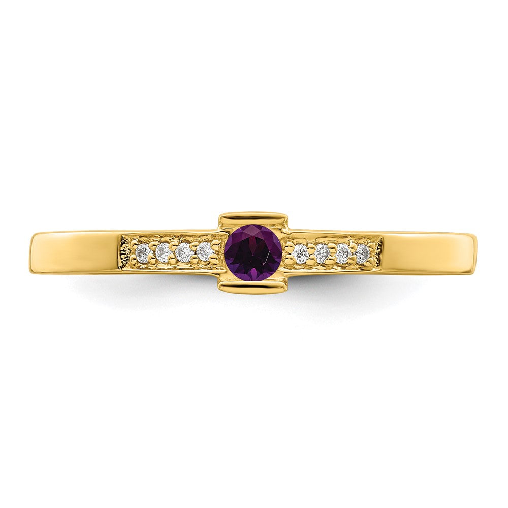 14K Family Jewelry Synthetic Stone & Diamond Set Ring - 22