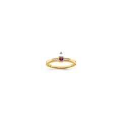 14K Family Jewelry Synthetic Stone & Diamond Set Ring - 22