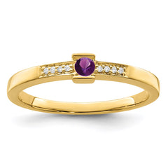 14K Family Jewelry Synthetic Stone & Diamond Set Ring - 22