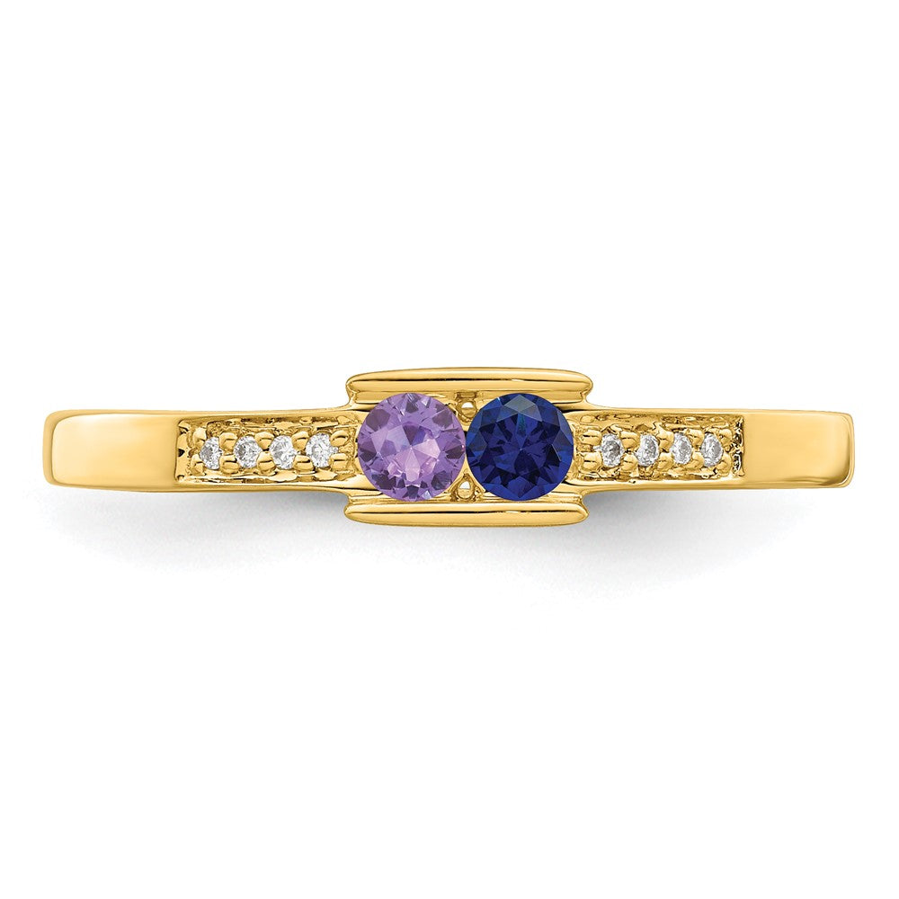 14K Family Jewelry Genuine Stone & Diamond Set Ring - 29