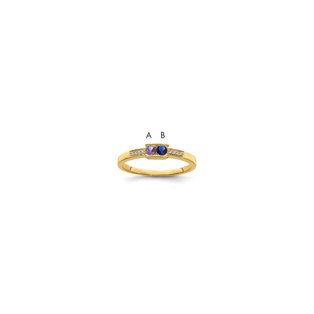 14K Family Jewelry Genuine Stone & Diamond Set Ring - 29