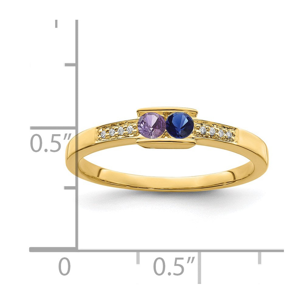 14K Family Jewelry Genuine Stone & Diamond Set Ring - 29