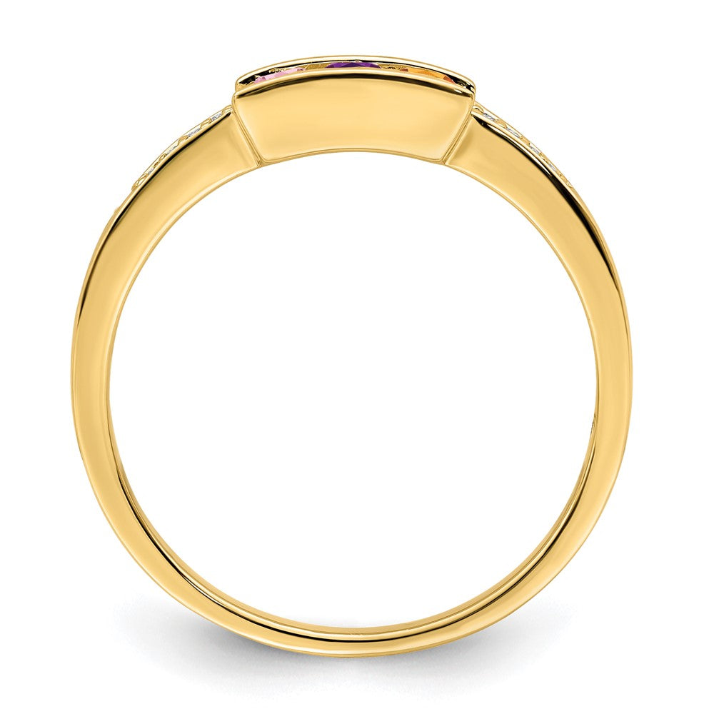 14K Family Jewelry Synthetic Stone & Diamond Set Ring - 27