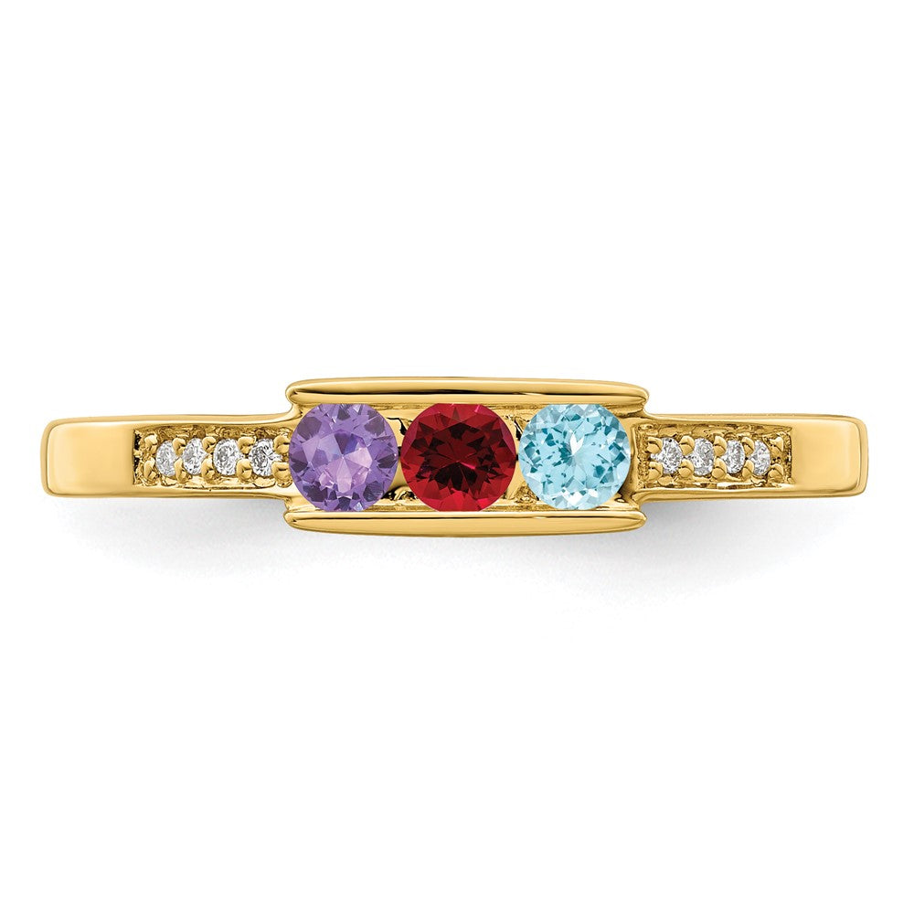 14K Family Jewelry Synthetic Stone & Diamond Set Ring - 27