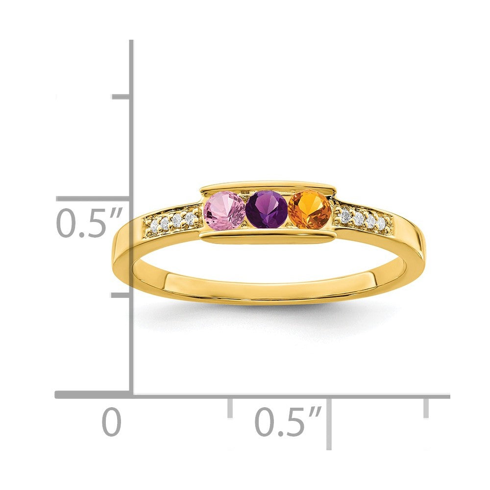 14K Family Jewelry Synthetic Stone & Diamond Set Ring - 27