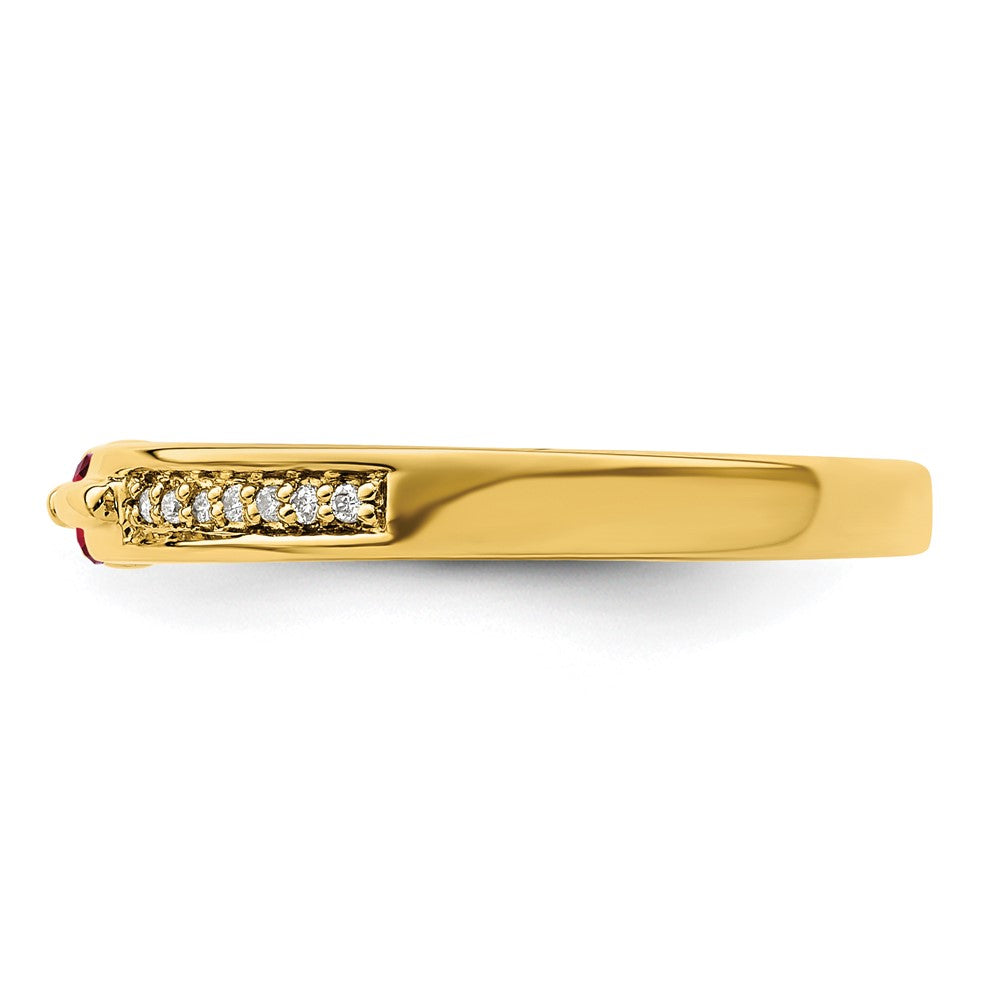 14K Family Jewelry Synthetic Stone & Diamond Set Ring - 28