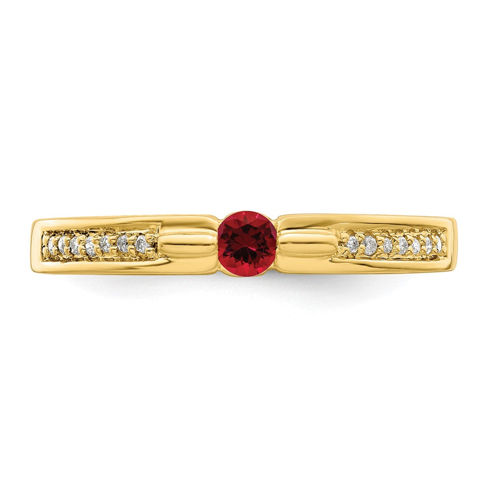 14K Family Jewelry Genuine Stone & Diamond Set Ring - 8
