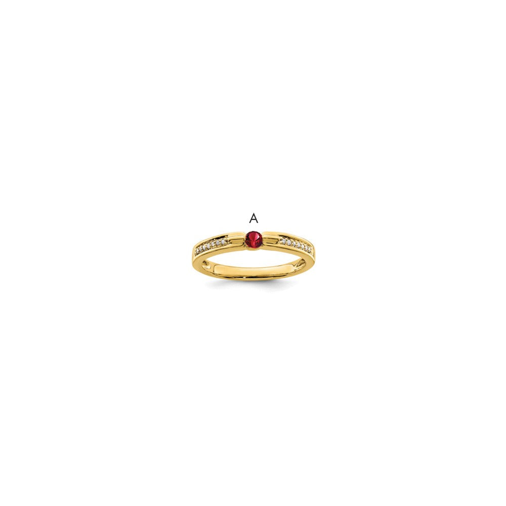 14K Family Jewelry Synthetic Stone & Diamond Set Ring - 28