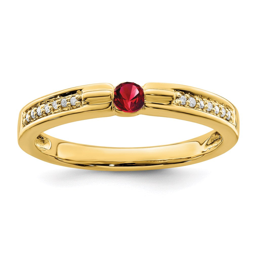 14K Family Jewelry Synthetic Stone & Diamond Set Ring - 28
