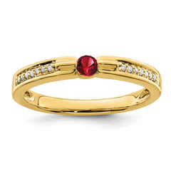 14K Family Jewelry Synthetic Stone & Diamond Set Ring - 28