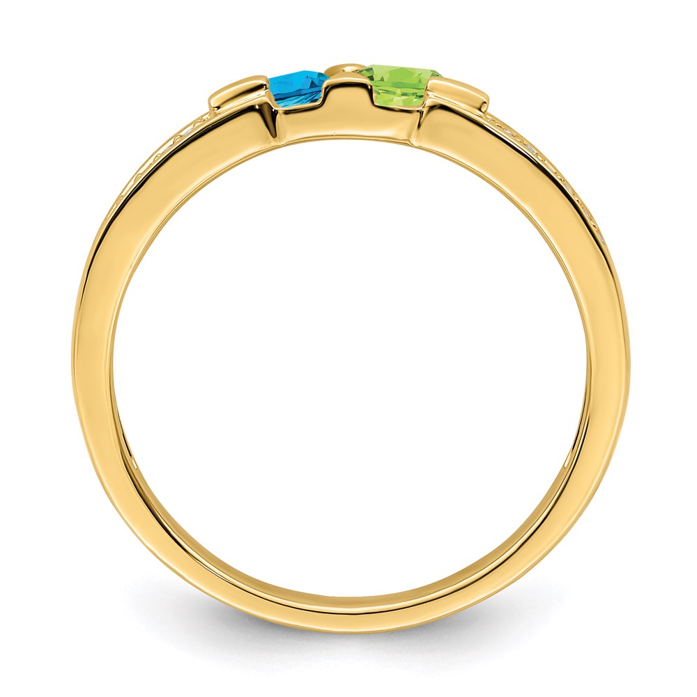 14K Family Jewelry Genuine Stone & Diamond Set Ring - 30