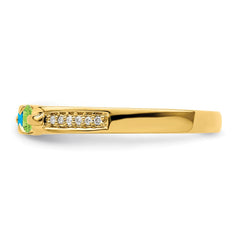 14K Family Jewelry Genuine Stone & Diamond Set Ring - 30