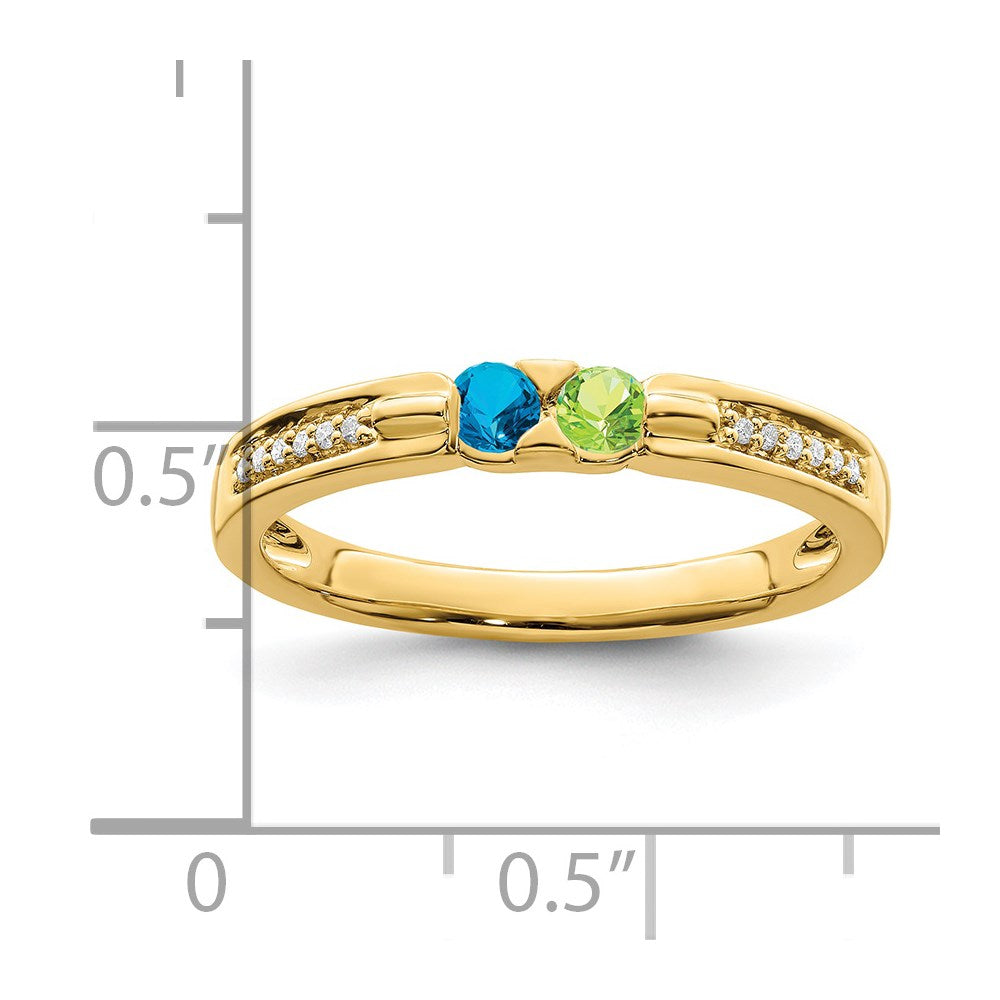 14K Family Jewelry Genuine Stone & Diamond Set Ring - 30