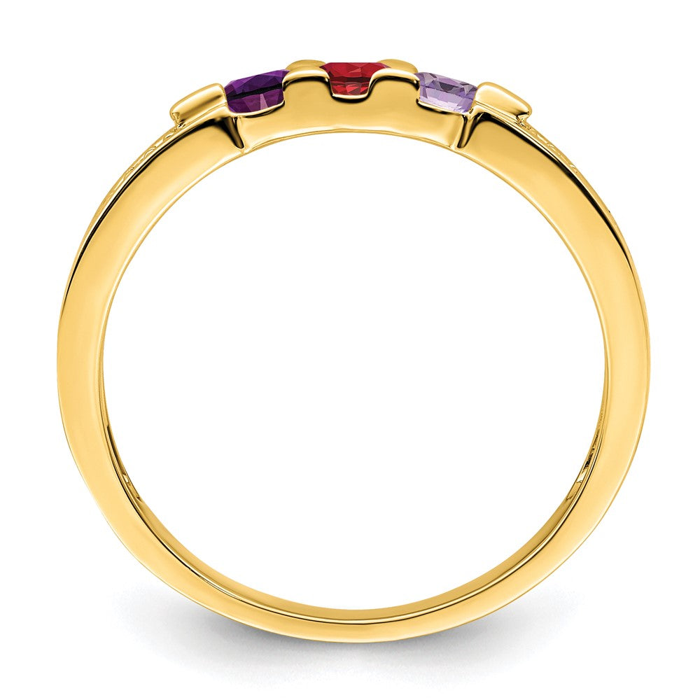 14K Family Jewelry Synthetic Stone & Diamond Set Ring - 29