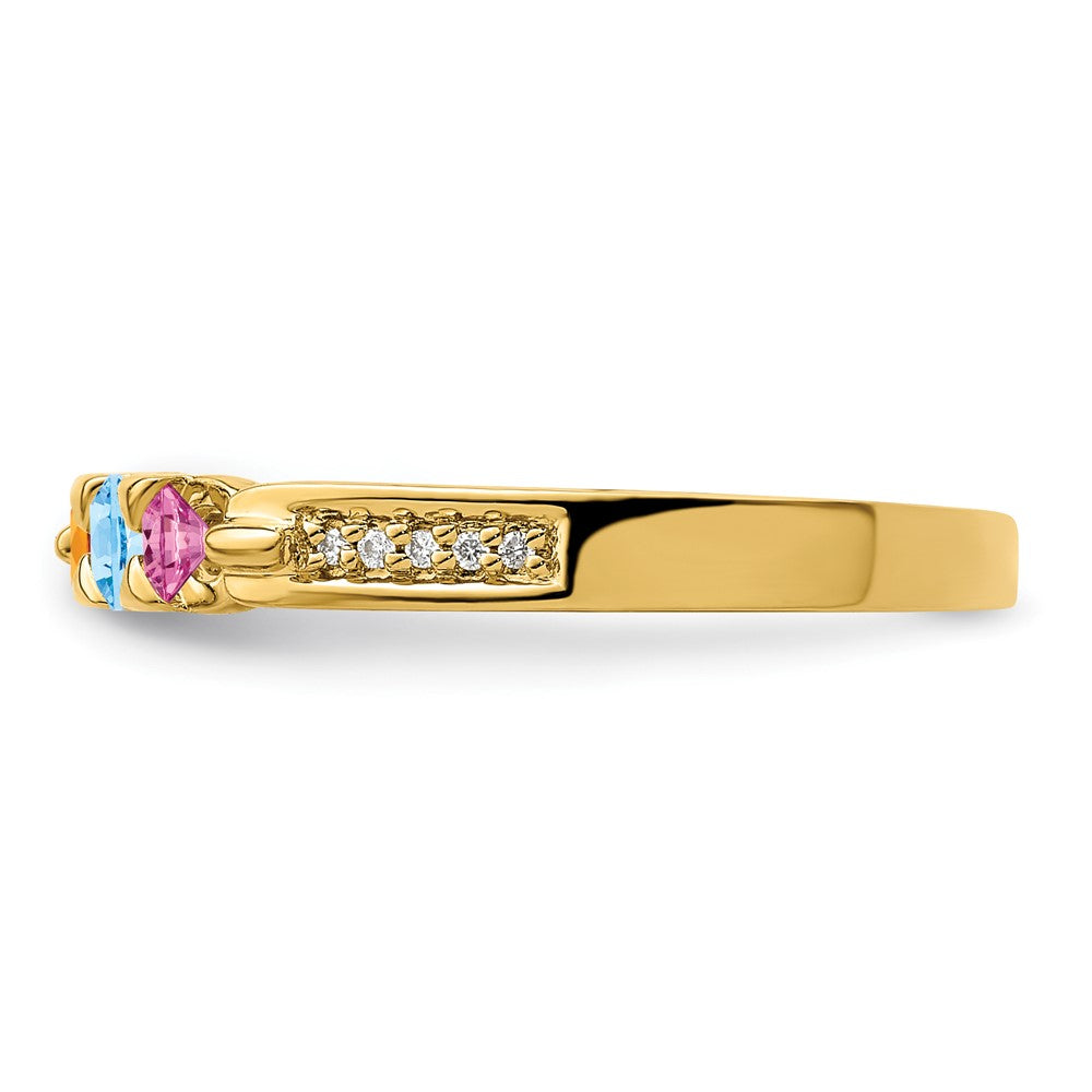 14K Family Jewelry Synthetic Stone & Diamond Set Ring - 29