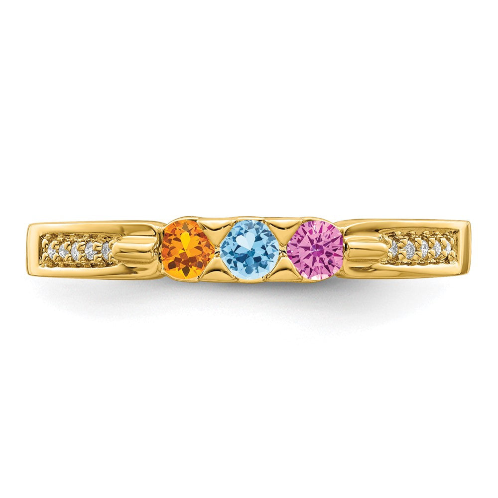 14K Family Jewelry Genuine Stone & Diamond Set Ring - 28
