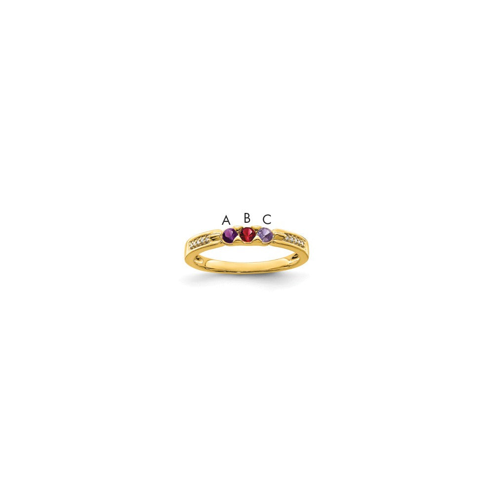 14K Family Jewelry Synthetic Stone & Diamond Set Ring - 29