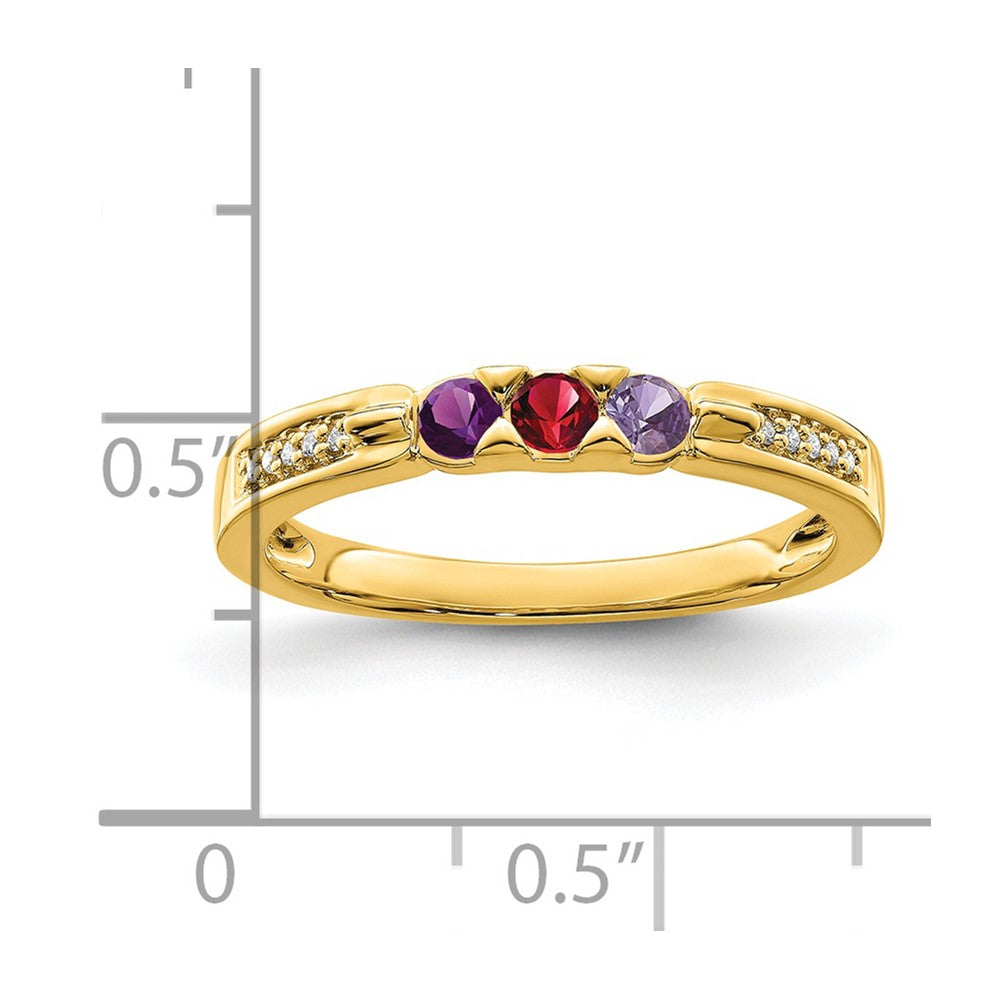 14K Family Jewelry Synthetic Stone & Diamond Set Ring - 29