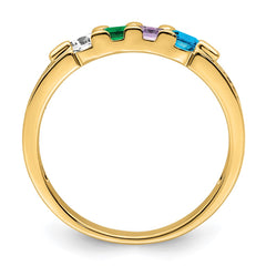 14K Family Jewelry Synthetic Stone & Diamond Set Ring - 23