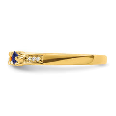 14K Family Jewelry Synthetic Stone & Diamond Set Ring - 23