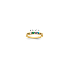 14K Family Jewelry Synthetic Stone & Diamond Set Ring - 23