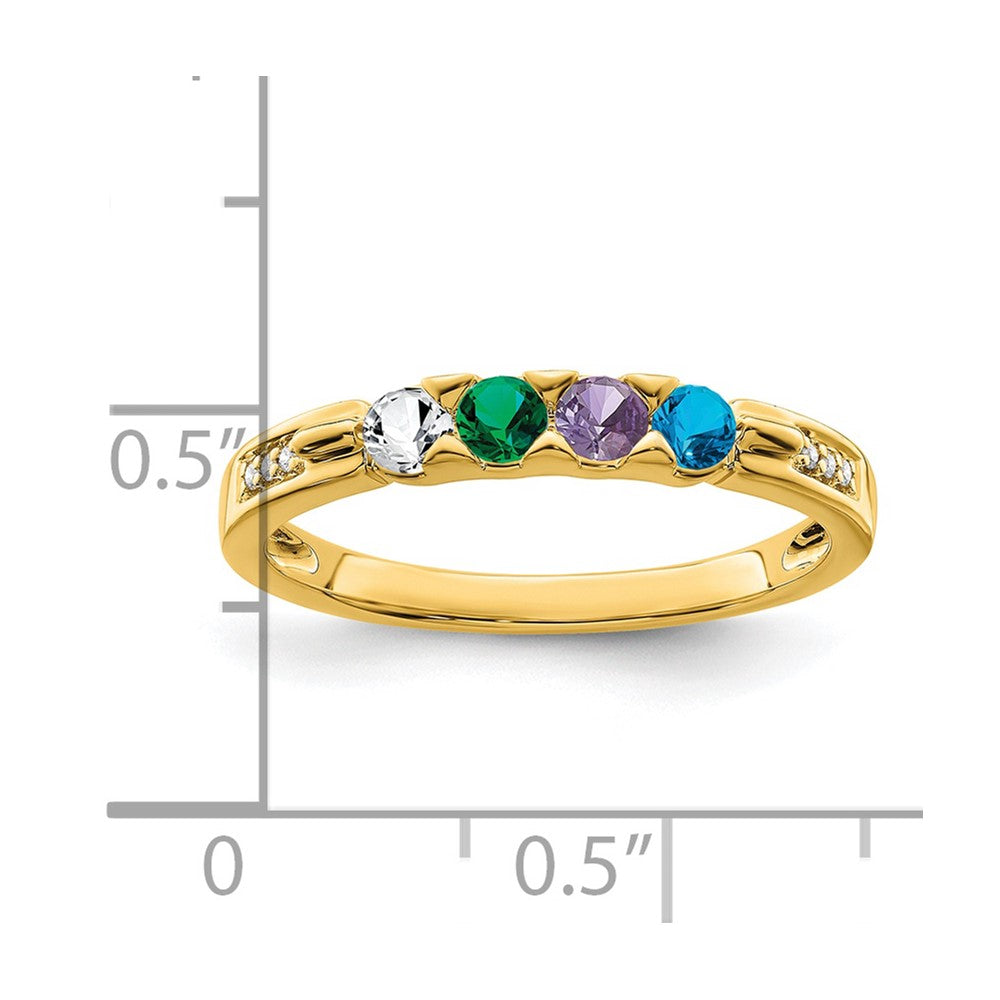 14K Family Jewelry Synthetic Stone & Diamond Set Ring - 23