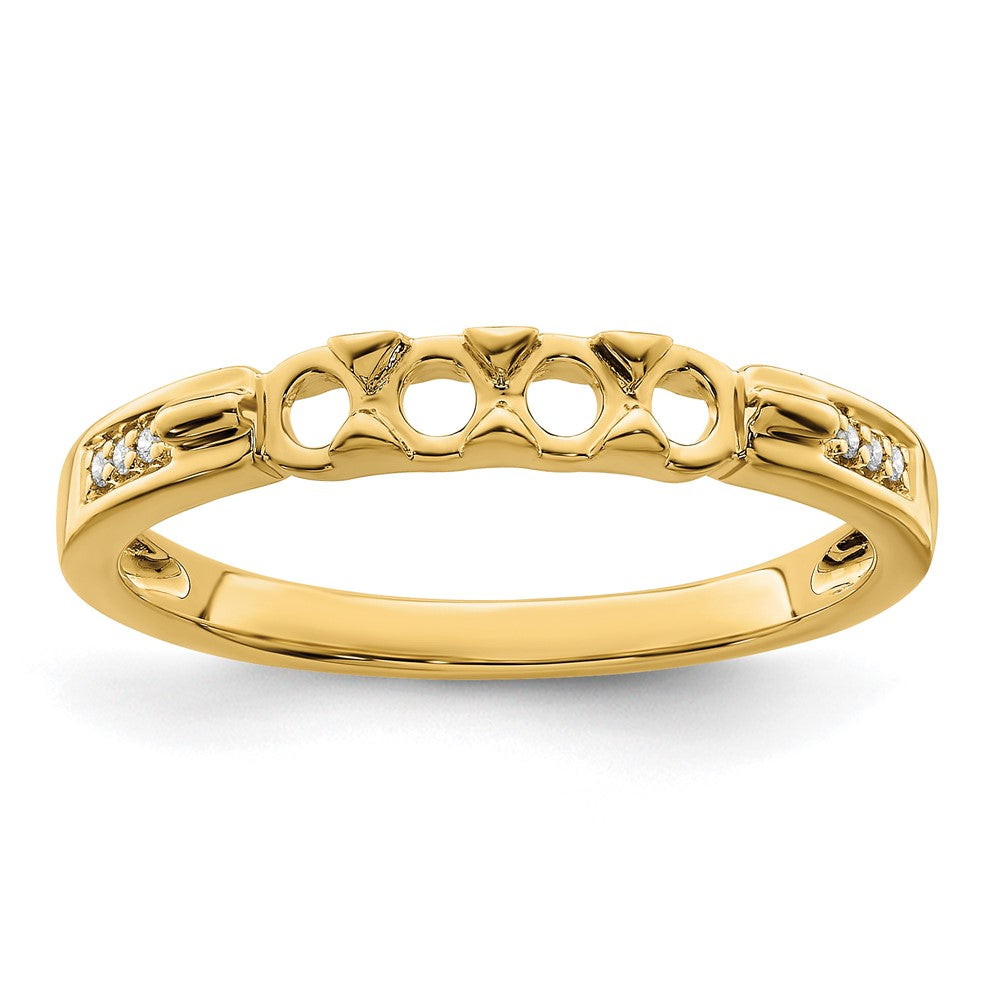 14K Family Jewelry Synthetic Stone & Diamond Set Ring - 23