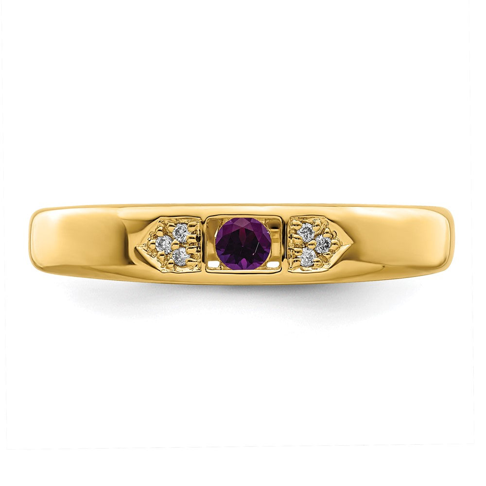 14K Family Jewelry Genuine Stone & Diamond Set Ring - 9