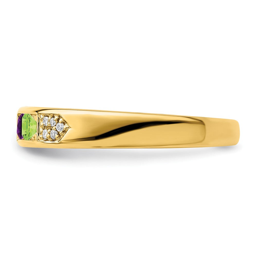 14K Family Jewelry Genuine Stone & Diamond Set Ring - 10