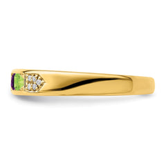 14K Family Jewelry Genuine Stone & Diamond Set Ring - 10