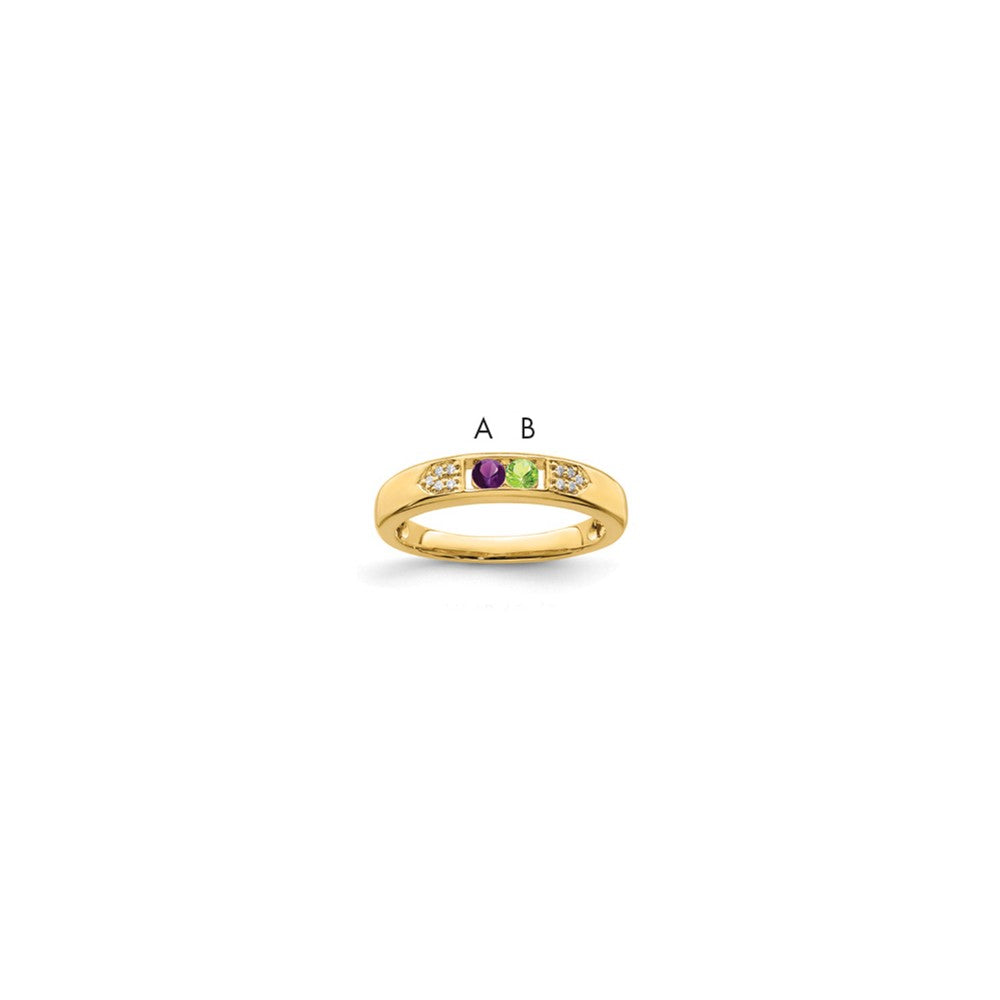14K Family Jewelry Genuine Stone & Diamond Set Ring - 10